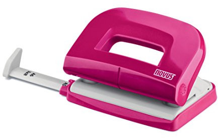 Novus E 210 fresh Locher (10 Blatt Lochleistung, mit Anschlagschiene, für Haushalt und Heimbüro) pink glänzend