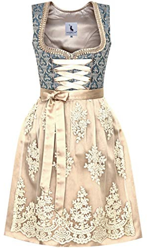 Alpenmärchen Midi Dirndl aus Exklusiver Kollektion inkl. Spitzenschürze Gr.34 - ALM556