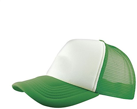 eBuyGB Unisex Men's Adjustable Classic Snapback Summer Mesh Baseball Hat, Green & White, One Size UK