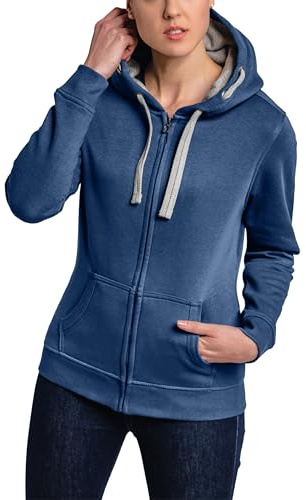 HRM Damen Hooded Jacket I Premium Kapuzenjacke Damen mit Kontrast-Innenfutter I Basic Hoodie mit Reißverschluss I Zip Hoodie I Hochwertige & nachhaltige Damen-Oberteile