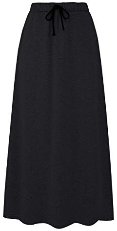 IDEALSANXUN Long Skirts for Women Fall Winter A Line Fleece Lined Wool Corduroy Maxi Skirt, Black, XL