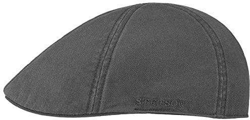 Stetson Texas Cotton Flatcap UV Schutz 40+ Unifarbene Schirmmütze Frühjahr Sommer dunkelgrau L (58-59 cm)