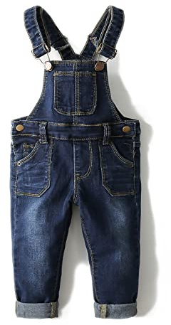 KIDSCOOL SPACE Långbyxor för babypojkar, gulliga skinny jeanströjor för småbarn, blå, 12-18 månader