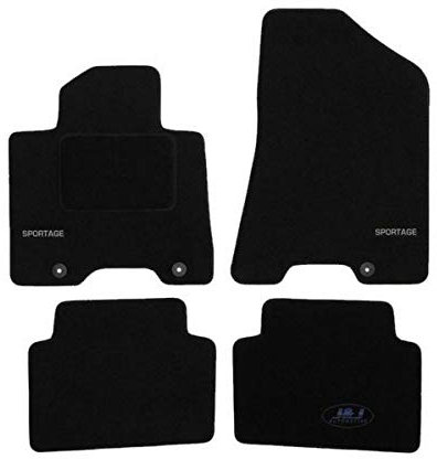 J&J AUTOMOTIVE | Velours Fußmatten mit Logo Autotepiche Passend Für Sportage 2015-2021, Genaue Passform, rutschfeste Untregrund, Verstärkt Im Pedalbereich, Vorne Und Hinten, mit Befestigungen