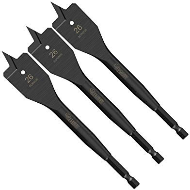 SabreCut 3pcs SCRIW26_3 26mm x 152mm Hardwood Softwood Flat Wood Spade Bits | Impact-rated construction delivers fast, clean drilling in softwood, hardwood, chipboard and MDF
