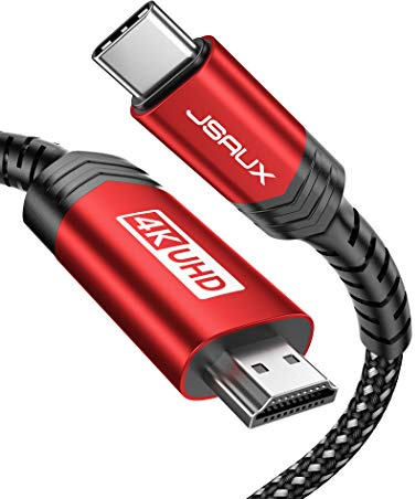 JSAUX USB C auf HDMI Kabel 2M [4K@60Hz], USB Typ C zu HDMI Kabel [Thunderbolt 3] kompatibel mit MacBook Pro 2021, Macbook Air, iPad Pro 2020, Galaxy S22/ S21, Surface Book 2 Usw - Rot
