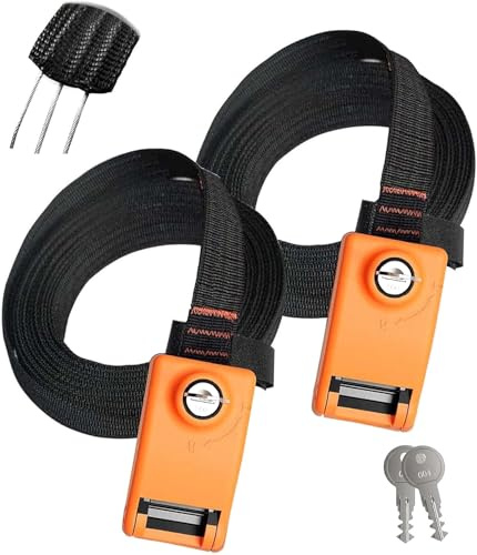Lovinouse 2 Pack Lockable Tie Down Strap, with 3 Stainless Steel Cables, for Lashing Locking Kayak, Bike, Surfboard, 10 Feet Each