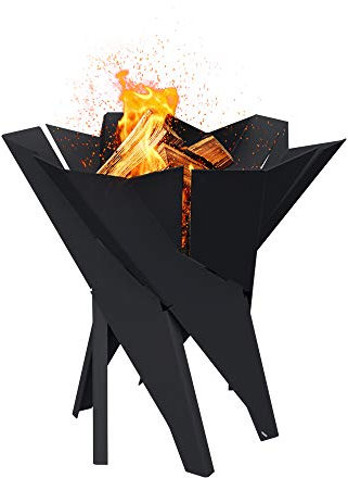 KRATKI Basket cesto fuoco da giardino, da appoggio, esagonale, in ottica angolare | Peso 14,4 kg, dimensioni H 50 x L55 x P55 cm | resistente al calore fino a 600 ° C