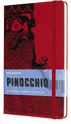 Moleskine, Cuaderno de Edición Limitada Pinocho Tragafuegos, Práginas con Rayas y Tapa Dura, Formato Grande 13x21 cm, Color Rojo Escarlata, 192 Páginas