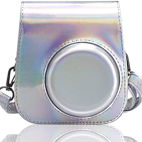 Frankmate Camera Case Compatible with Fujifilm Instax Mini 11 12 Instant Film Camera with Accessory Pocket and Adjustable Strap (Magic Silver)