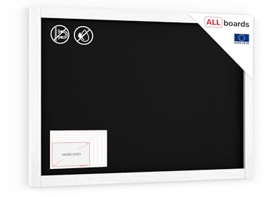 ALLboards Kreidetafel mit weißem lackiertem Holzrahmen - 90x60cm, Weiß, Schreibtafel, Kreide, Aufhängbar, Wandtafel, Gastronomie