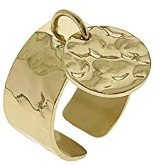 Paloma Bijoux Bague breloque ajustable martelée acier inoxydable pour femme