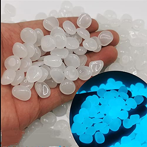 OTCRAFT Lot de 600 galets phosphorescents, galets fruités, décoration de jardin, cour, trottoir, pierre lumineuse décorative (blanc)
