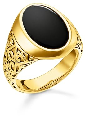 THOMAS SABO Ring schwarz-gold 925 Sterlingsilber, 750 Gelbgold Vergoldung