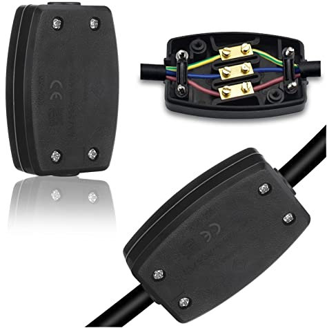 2Pcs 3 Terminal Electrical Cable Junction Box 13amp 250v Flex Connector 3 Core Cable Joiner Black Cable Connectors for Indoor Lighting,Power,Wiring