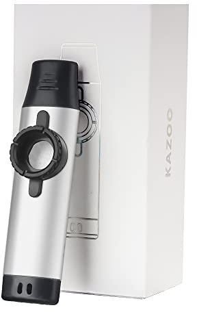 Upgrade Metal Kazoo, verstellbarer Klang, lebensmittelechtes Mundstück mit Abdeckung und Schlingen-Design, Kazoos für Kinder/Erwachsene/Musikliebhaber (Silber-Kazoo)