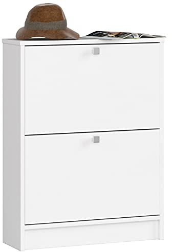 3E 3xE living.com 3xEliving Schuhschrank Deanna 2, Schuhkipper, Schuhregal für Flur mit 2 Klappen in weiß
