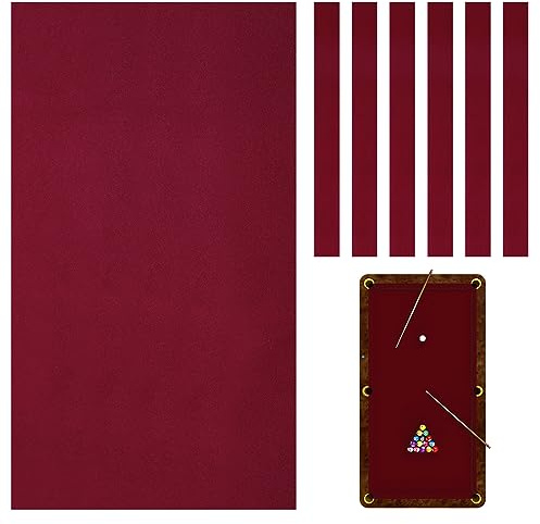 Mixweer Mesa de Billar de Fieltro de 2,6 m con 6 Tiras de Tela, precortada, para el hogar, Clubes, Bares, Juegos Deportivos de Interior (Rojo)