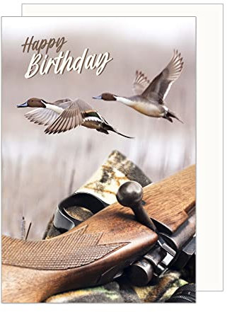 Edition Seidel Premium Geburtstagskarte mit Umschlag. Glückwunschkarte Billet Happy Birthday Enten Jagd Jagdschein (G3484 SW023)