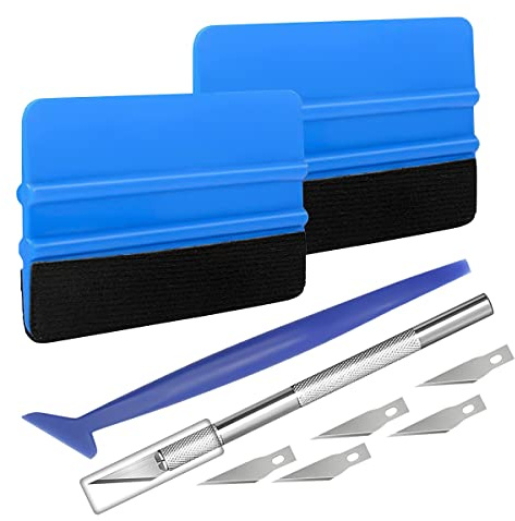 CGEAMDY Rakel für Folie, Folierungs Werkzeug Auto Folierung Set, Vinyl Wrapping Tool mit 5 Klingen, für Auto Folie, Fensterfolien, Möbelaufkleber, Tapeten(9-Teiliges Set)