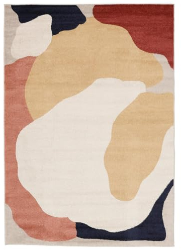 RugVista Big Sur Teppich, 160 x 230 cm, Gelb/Cremeweiß Beige | Moderne, Rechteckig, Niedriger Stapel, Nur chemische Reinigung, Oeko-Tex 100, Wohnzimmer, Schlafzimmer