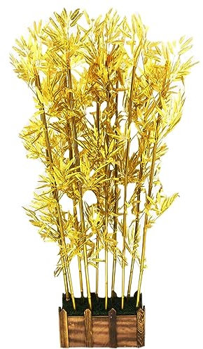 KAYEF Goldene künstliche Bambuspflanze, künstliche Bäume im Innen- und Außenbereich, sehen wie echte Pflanzen im Topf aus, 1,5 m hoch, für Wohnzimmer, Bauernhaus, Veranda (Größe: 100 cm/39,4 Zoll-
