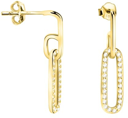 SOFIA MILANI - Damen Ohrringe 925 Silber - vergoldet/golden & mit Zirkonia Steinen - Oval Ohrhänger - E2353