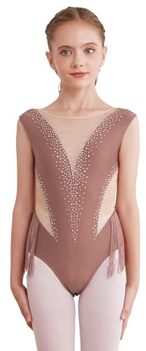 Aiihoo Ballettanzug Mädchen Ärmellos Ballett Trikot Body Glitzer Tanzbody Gymnastikanzug Eiskunstlauf Body Turnanzug Ballettkleidung