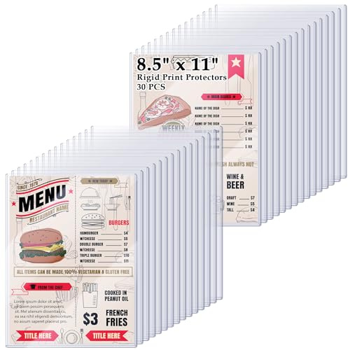 AKONEGE 6PCS 8.5 x 11 Rigid Print Protectors, Clear Hard Plastic Page Sheet Protectors, Hard Plastic Sleeves for Paper Photo Poster, Document Holder Birth Certificate Protector