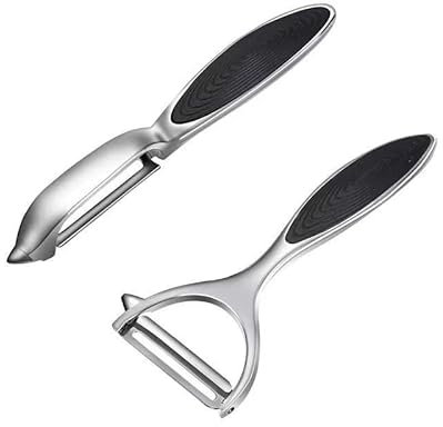 KartoffelSchäler - 2Pcs Schäler Set Premium Edelstahl Y & L förmiges Drehbares Gemüsemesser mit Scharfer Klinge und Rutschfestem Griff Kartoffelschäler Gemüse für Tomaten, Karotten, Obst (Sliver)