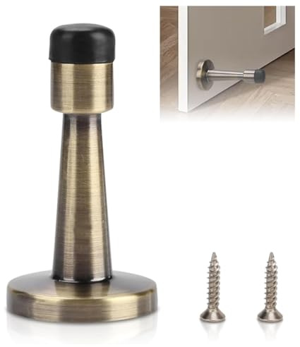 GIONAR Brass Door Stop, Zinc Alloy and Rubber Anti-Collision Door Stoppers for Home, Office, Hotel, Door Stops Indoors, Wooden and Wall Door Protect, Wall Mounted Door Stopper, Door Stop for Skirtings