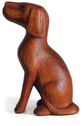 Brave Wings Hand Carved Wooden Dog ~ Loyal Patient Dog waits for Mum and Dad ~ Ornament Sculpture Figurine Statue Unique Table Decoration Home Decor ~ 5161