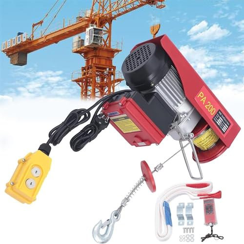 BDKSEXBF Paranco Elettrico Gru Industriale 510 W Sollevamento Elettrico in Acciaio, 100 kg/150 kg/200 kg Argano Elettrico Portatile con Telecomando Wireless e Protezione da sovraccarico