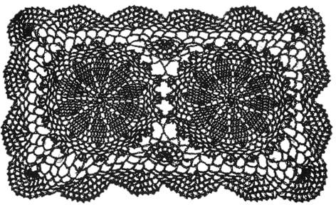 QUARKZMAN 17x11 pollici Centrini all'Uncinetto Fatti a Mano, Tovagliette in Poliestere Cotone Tovagliette Uncinetto Rettangolari per Feste Cucina Tavolo Pranzo, Nero