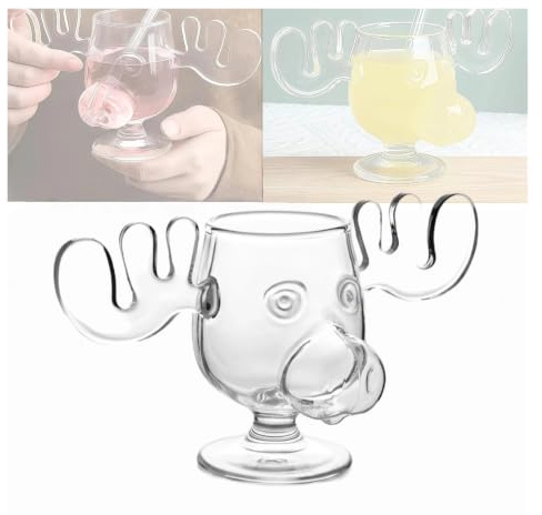 Generisch Weihnachtsgläser National Weihnachtsurlaub, Elchtasse Christmas Vacation, Kreatives Elch-Schnapsglas aus Glass, Moose Mug Elchglas Elchtasse, für Kaffee, Tee, Getränke