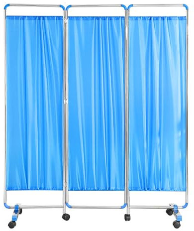 Portable Medical Privacy Screen On Wheels, Doctor's Office/Beauty Salons/Clinic/Hospitals Wards Room Divider Wall (Blue L 150cm/4.9ft)