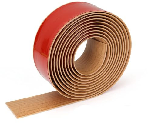 2M×5CM PVC Floor Transition Strip - Self Adhesive Laminate Yellow Oak Floor Threshold Cover Strips, Flooring Edge Trim for Joining Floor Gaps Tile Wood Laminate Joins Gap Carpet Door (Wood Grain)