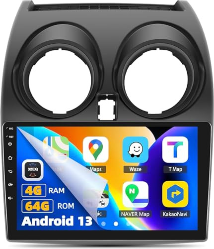 Zomolither 4G+64G Android 13 Radio para Coche con Nissan Qashqai J10 2006-2016 CarPlay Android Auto, Pantalla 2 DIN táctil de 9 Pulgadas, WiFi, GPS, Bluetooth, 32EQ, FM/RDS SWC USB + cámara Trasera