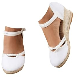 2026 Sandalias Plataforma Mujer Esparto Cuña Cerradas Sandalias Comodas Alpargatas Verano Cierre De Hebilla De Vestir Casual Yute Sandalia Elegantes Moda Flexibles Zapatos Antideslizantes Fiesta Novia