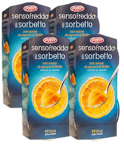 4X Sensofreddo Il Sorbetto con Succo di Agrumi di Sicilia Pronto da Gelare, Senza Glutine (Gluten Free) 200ml