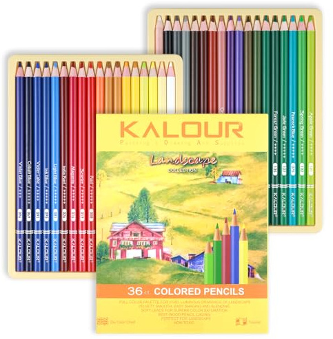 KALOUR PDAS Set di 36 Matite Colorate “Yellow Landscape”, Matite in Legno Pre-affilate per Adulti, Artisti e Principianti – Colorare, Disegnare e Schizzare
