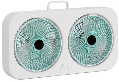 Generico Ventilatore,Raffreddatore ad Aria con Doppia Testa - Ventilatore USB Silenzioso Ricaricabile e Appendibile per Camera Da Letto, Ufficio, Palestra, Asilo e