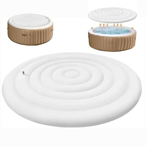 165cm Couvercle Gonflable Rond Couvercle Spa Bâche,Couverture de Bain Gonflable Thermiquement Isolée Housse De Protection Couvercle à économie Housse pour Gonflable Coupe Vent Aucune poignée