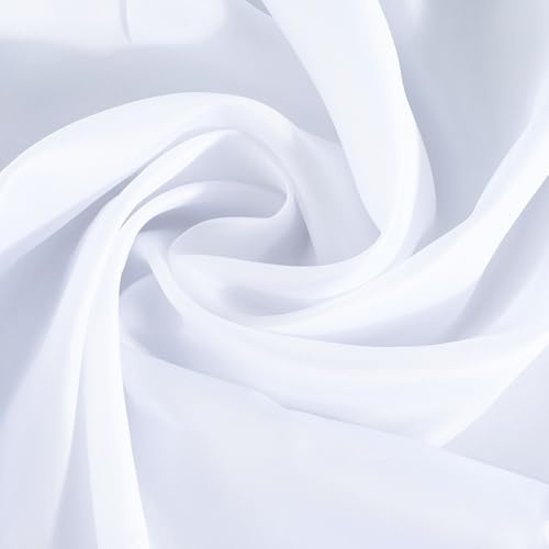 CABODYALS Tela de Seda Blanca de 150cm, Suave Satén de Poliéster, por Yarda, Vintage, Transpirable, de Color Sólido, Ancha Y Sedosa, para Coser, Festivales, Bodas, Decoración del Hogar, Disfraces, Ma