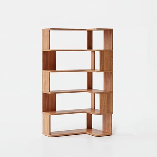 5-Tier Corner Bookshelf - 191cm Tall Narrow Etagere Shelf for Small Spaces, Open Bookcase Display for Living Room, Wood Corner Storage Solution
