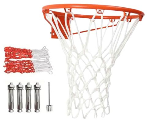 Tktouci Canasta de Baloncesto para Exteriores, Aro de Baloncesto de Pared con Red, Equipo Entrenamiento Antióxido para Gimnasio Centro Fitness Garaje Camping
