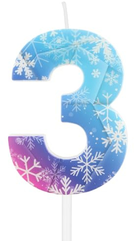 Frozen Themed 3rd Birthday Candles,3rd Birthday Decorations for Girls Boys,Blue Snowflake Number 3 Candle for Cake,Snowflake Candle Frozen Cake Toppers for Birthday Party Decorations Supplies