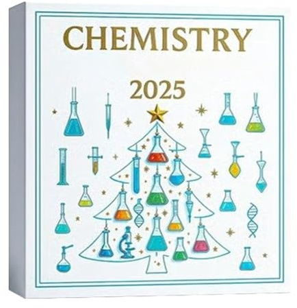 Kalender för semestervetenskap – kemi advent för festlig nedräkning | 2D-prydnader, 24 dagar hängande delar, dekorativ julvisning för vardagsrum sovrum kontor trappa mantel