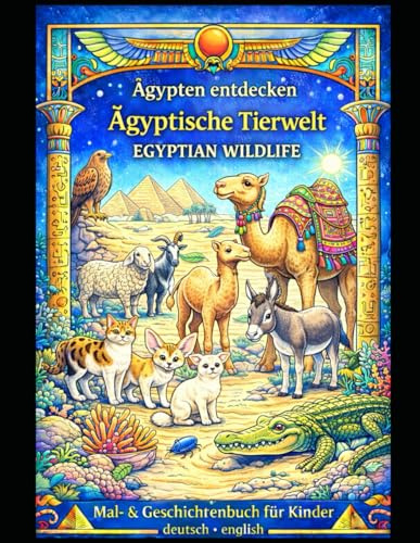 Ägypten entdecken – Ägyptische Tierwelt: Mal- & Geschichtenbuch für Kinder von 6–10 Jahren Tiere aus Wüste, Nil und Dorf – Deutsch & English