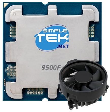 SIMPLETEK - Processeur Processeur 9500F - AM5 - Jusqu'à 5.0 GHz - 6 cœurs/12 threads - Version bac sans carte graphique intégrée - Dissipateur inclus